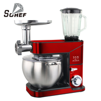 Robot culinaire 3-en-1 électrique 6 vitesses en acier inoxydable 10L avec tête inclinable et bouton d'éjection pour la cuisine