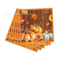 Assiettes, gobelets et serviettes en papier jetables à thème citrouille et feuille d'érable pour Thanksgiving – Design tendance, écologiques, vente chaude pour vos fêtes