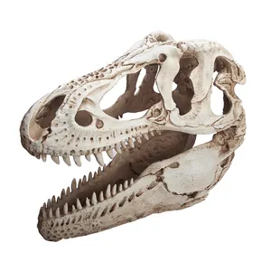 Ornamen Reptil Pemandangan Gua Tersembunyi Kepala Dinosaurus, untuk Terarium