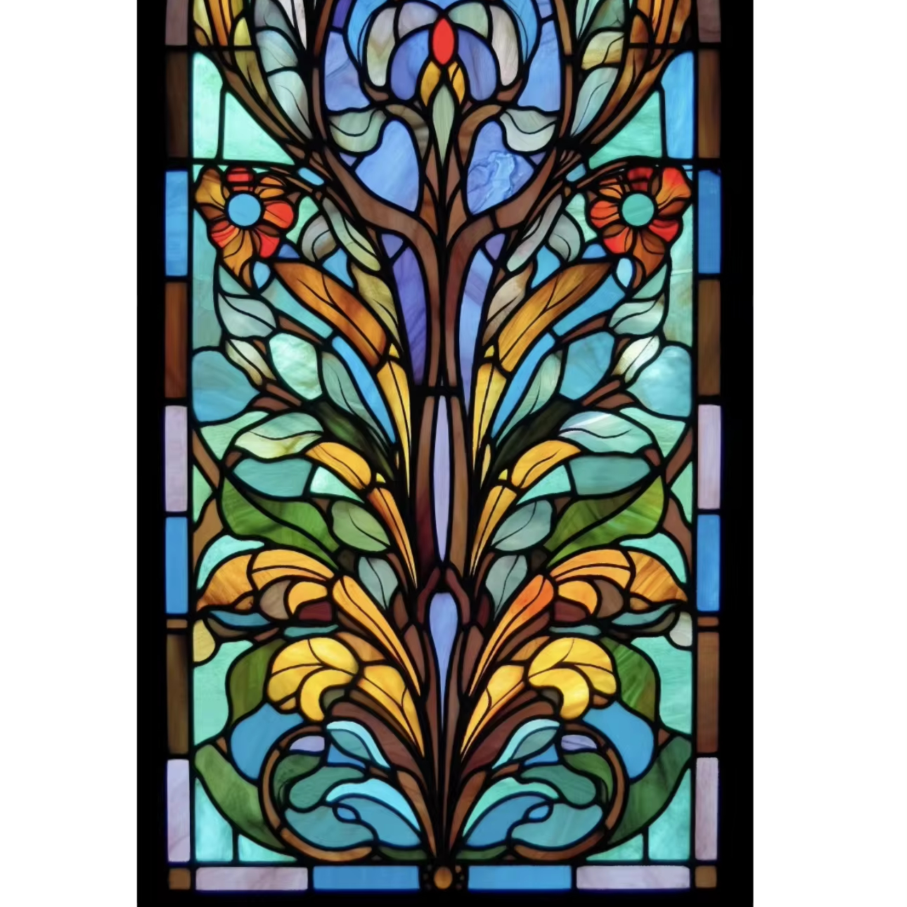 Vitrail coloré d'église chinoise pour porte et fenêtre décor Art verre gravé à l'acide cloison en verre décorative