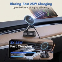 Chargeur sans fil magnétique pour voiture 25W super rapide avec ventouse à vide 360° °   Support de téléphone de voiture rotatif avec charge sans fil