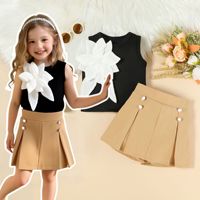 Haut sans manches à fleurs 3D décoratives et culotte unie pour filles, style transfrontalier euro-américain