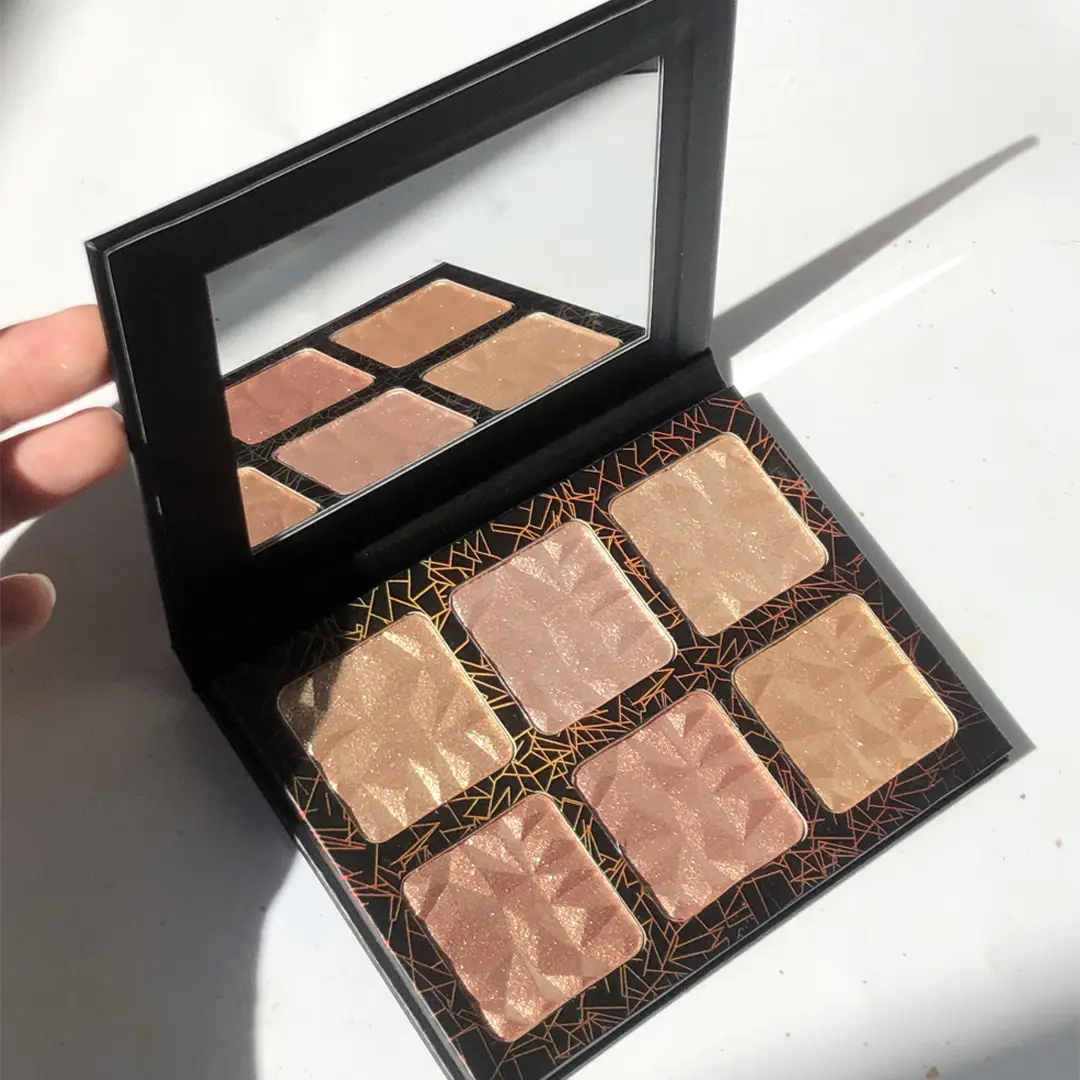 Paleta de resaltador de marca privada, maquillaje facial de alta pigmentación vegana con logotipo personalizado OEM superior, contorno prensado de bronce en polvo