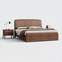 Neues Doppelbett im chinesischen Stil aus massivem Ulmenholz mit abgerundeten Ecken; geeignet für Schlafzimmer zu Hause, Hotels und Apartments.