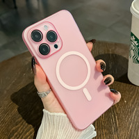 Coque de Téléphone Givrée Magnétique Anti-Traces de Doigts en PC avec Protection d'Objectif pour iPhone 15 Pro Max