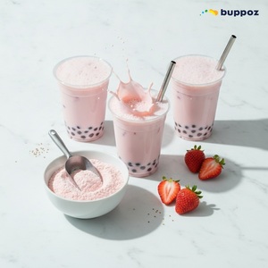 Poudre de thé au lait instantané à la fraise OEM 1kg/sac Certifié Halal Ingrédients pour Bubble Tea de Taïwan - Product Image 6