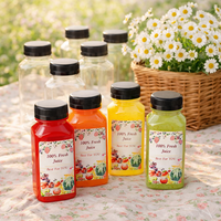 Bouteilles Carrées Vides en Plastique pour Jus 4oz 8oz 12oz 16oz 300ml 150ml Jetables Portables à Bouchon Vissé pour Boissons Café Thé Soda