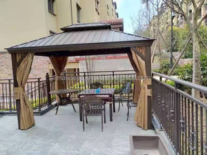 Gazebo de Aluminio Resistente con Techo Doble Metálico, Impermeable, Ecológico, Muebles de Exterior, Diseño Mid-Century, para Patio de Hotel, con Cierre - Product Image 4