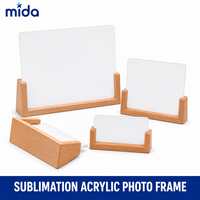 Cadre photo en acrylique vierge pour sublimation avec support en bois, personnalisable par transfert thermique