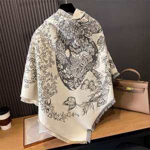 Écharpe carrée grande taille pour l'hiver, nouvelle conception 2024, double face, chaude, écharpes et châles pour femmes, pour les voyages, YHK0030 - Product Image 2