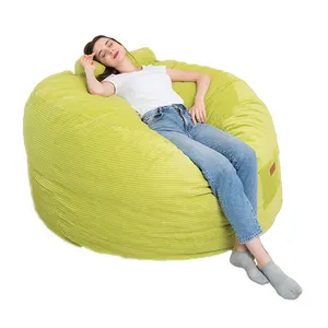 Puf gigante de pana sin relleno para sala de estar, tela de pana de 7 pies, 190cm, cubierta de bolsa de piel sintética, bolsa extralarga para sofá y silla