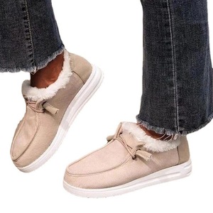 MIO Warm Gifts Slipper regolabile Fluffy House Shoes Slip-on Indoor Outdoor Women stivaletti alla caviglia con suola in gomma Fleece Lace-up - Product Image 1