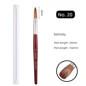 Pinceau à poudre acrylique pour ongles avec manche en bois rouge, 50% poils de Kolinsky, logo personnalisé, pinceau professionnel pour manucure et nail art en salon - Product Image 5