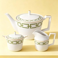 Service de table en céramique de style européen avec bordure dorée, ensemble de tasses et soucoupes nordiques/minimalistes pour la maison, l'hôtel, la décoration de table de mariage