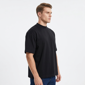 Custom 3D Puff Screen Printed Heavyweight <b>T</b> <b>Shirt</b> 300gsm Cotton Oversized Boxy High Collar Blank Tee for Men - Product Image 4