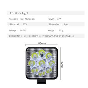 Dxz OEM chất lượng cao 27W 9LED mini LED lái xe đèn 3 inch nhôm vuông nhỏ tự động tại chỗ làm việc đèn xe ánh sáng phụ kiện - Product Image 3