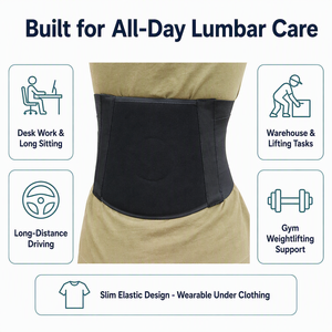 Cinturón de Soporte <span class=keywords><strong>Lumbar</strong></span> Elástico, Almohadilla Ergonómica Moldeada para la Espalda, Correas de Compresión de Doble Capa para Alivio Diario del <span class=keywords><strong>Dolor</strong></span> de Espalda y <span class=keywords><strong>Hernia</strong></span> - Product Image 6