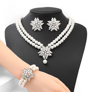 HLC Handmade Rhinestones Crystals Bridal Jewelry Set Wedding Necklace <strong>Earrings</strong> with Pearls Party Jewelry Sets for <strong>Bride</strong> Boutique - Product Image 3