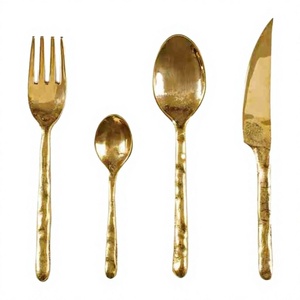 Ensemble de cuillères uniques faites à la main en acier inoxydable doré, design moderne, manche court, idéal pour les mariages et les fêtes – Meilleures ventes en gros pour restaurants - Product Image 1
