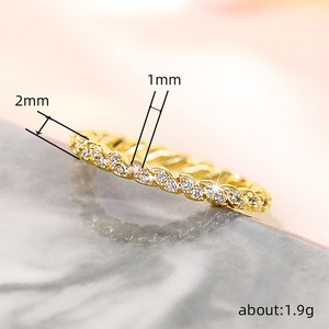 Anello a fascia sottile intrecciata da donna, minimalista, alla moda, aperto e regolabile, semplice, impilabile, anello per mignolo, gioiello di tendenza - Product Image 4