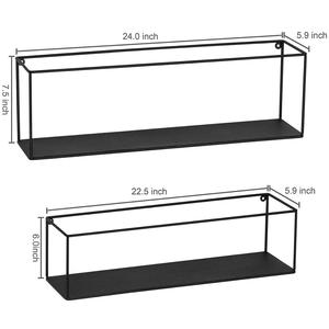 Conjunto de 2 rectángulo negro enmarcado Metal montado en la pared Rectangular estantes de exhibición para la decoración del hogar - Product Image 4