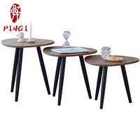 Table d'appoint minimaliste de style nordique en marbre, table basse ronde en bois massif, portable et durable, pour salon et balcon
