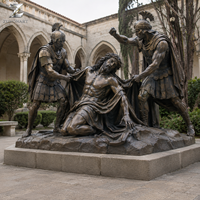 Statue grandeur nature en bronze de Jésus et de soldats romains, sculpture religieuse moulée à la main pour la décoration de l'église, de la chapelle, du mémorial et du jardin sacré