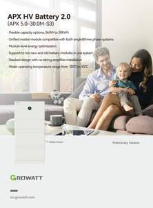Batería Growatt LiFePo4 de Alto Voltaje 350-980V 30KWH 6000 Ciclos APX 30.0M-S3 IP66 para Exteriores para Sistema Solar - Product Image 3