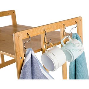 ไม้ไผ่สำหรับเตาอบไมโครเวฟเคาน์เตอร์ห้องครัวชั้นวางไมโครเวฟพร้อมตะขอและที่วางมีดในตัว - Product Image 2