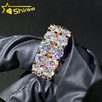 Doppelreihiger 50-Punkt-Eternity-Moissanit-Ring für Damen, Verlobungsring aus 925 Silber mit Brillantschliff und Krappenfassung, Luxuriöser Ehering