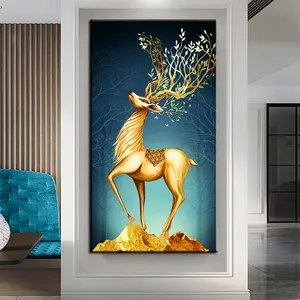 Современная Абстрактная Картина на холсте с изображением оленя и дерева Луны