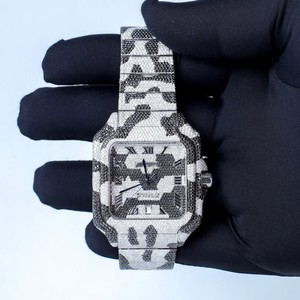 Montre en acier inoxydable sophistiquée avec diamant moissanite carré, mouvement de précision, style luxueux et étincelant, tendance - Product Image 4
