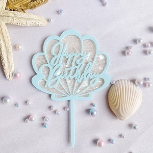 Decoración para Pastel de Cumpleaños Serie Marina, con Conchas y <span class=keywords><strong>Tarjeta</strong></span> de Felicitación en Acrílico con Texto en Inglés - Product Image 2