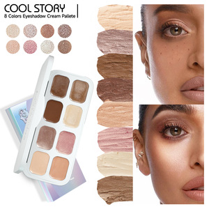 Paleta de Iluminadores y Bronzadores en Crema COOL STORY, 8 Colores Mate y Brillantes, Maquillaje Mineral Prensado Natural a Prueba de Agua para Contorno Facial - Product Image 2