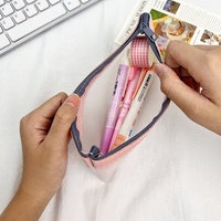 Pochette à crayons en plastique transparent givré imperméable Kawaii, trousse à crayons pour étudiants, trousse à crayons à fermeture éclair, fournitures scolaires
