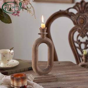 Candelabros de Madera de Estilo Vintage, Forma Ovalada, Decoración para el Hogar, Accesorios Navideños, Artesanía de Madera Maciza, Decoración de Escritorio - Product Image 3