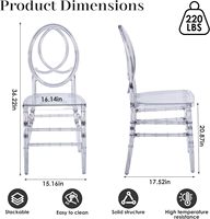 Chaise de banquet empilable transparente pour événements, mariages et fêtes – Modèle Phoenix – Vente en gros à prix réduit