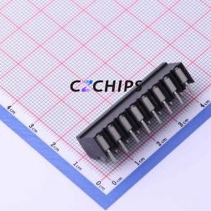 JL212R-50008B01 Spring Terminal Block Bent Lead Through Hole,P=5mm Connector 1x8P 5mm Black Right Angle Insert - Product Image 2