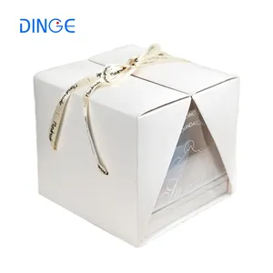 गर्म बिक्री तह पोर्टेबल डबल खुले पारदर्शी प्लास्टिक सफेद गत्ता और पालतू केक बॉक्स पैकेजिंग डेसर्ट बॉक्स पैकेजिंग