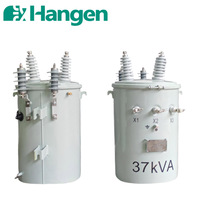 Hangen 37KVA MV & HV transformateur de Distribution immergé dans l'huile 120/240V monophasé 10KV entrée 380V 220V sortie 60Hz monté sur poteau