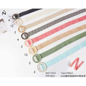 Cinturón de punto de PP con hebilla redonda de 5 cm para mujer, accesorio de moda - Product Image 1