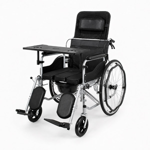 Fauteuil roulant manuel à dossier haut avec fonction de toilette intégrée pour les soins aux personnes âgées - Product Image 1
