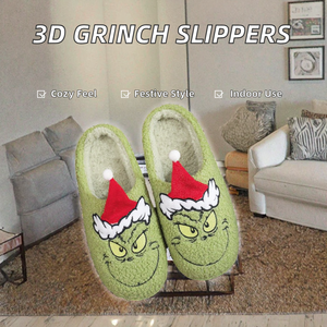 Nouvelle Arrivée Chaussons 3D <span class=keywords><strong>Grinch</strong></span> en Polyester Doux et Confortables pour Adultes, Idéals pour la Maison, l'Intérieur, l'Extérieur, les Fêtes, la Famille et Noël - Product Image 2
