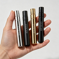 Flacon de parfum rond en verre personnalisé, 5 ml, 10 ml, 15 ml, avec pulvérisateur à pompe coloré, flacon de parfum vide avec boîte