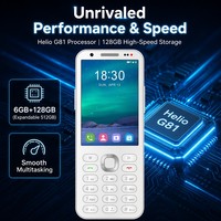 Teléfono Minimalista con Teclado Android 14, Helio G81 Octa Core, 6GB 128GB, Cámara de 48MP, Pantalla Táctil HD de 3.54'', Smartphone Global 4G LTE