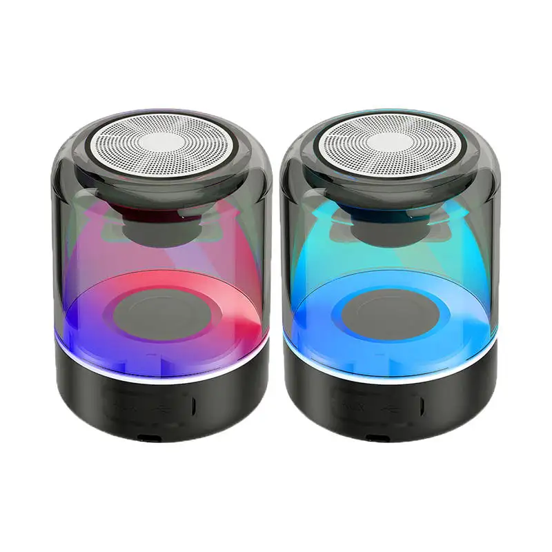 Modern Crystal Glass RGB Music Box TWS Colorful Woofer Atmosphere Light AUX TF Card Twin Speakers Wireless Bluetooth