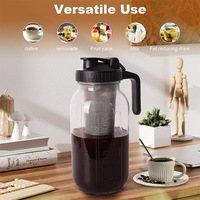 Bocal Mason 64oz à large ouverture, couvercles hermétiques, thé glacé, bouteille à café en verre étanche
