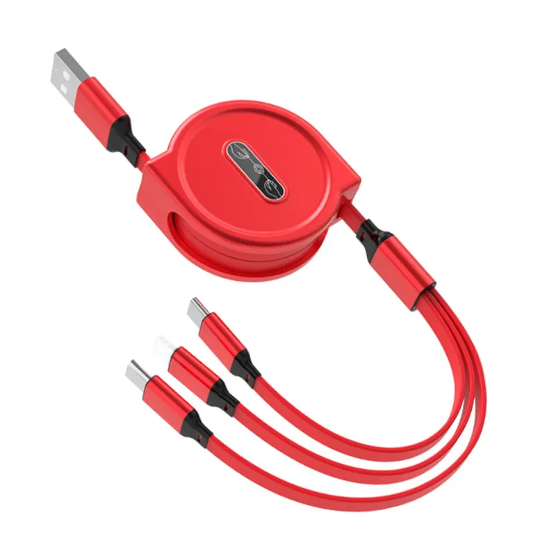 Custom Logo Universal Retractable 3 in 1 USB Cable Multiple Cords 3 in 1 Charging Charger Cable