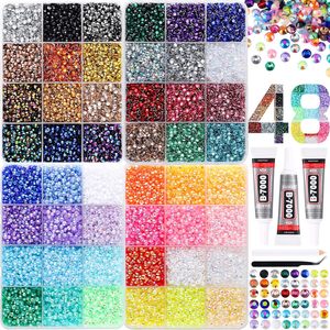 48 Color 3mm Resin Flat Back Rhinestones For <b>Nail</b> Art Phone <b>Case</b> DIY Bling Decor With Tweezers And Glue - Product Image 1