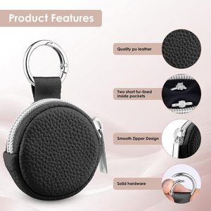Mini porte-clés avec pochette de rangement, porte-monnaie circulaire, organiseur de bijoux, étui à bagues, pochette à cosmétiques <span class=keywords><strong>en</strong></span> cuir PU, accessoire pour clés de voiture - Product Image 4
